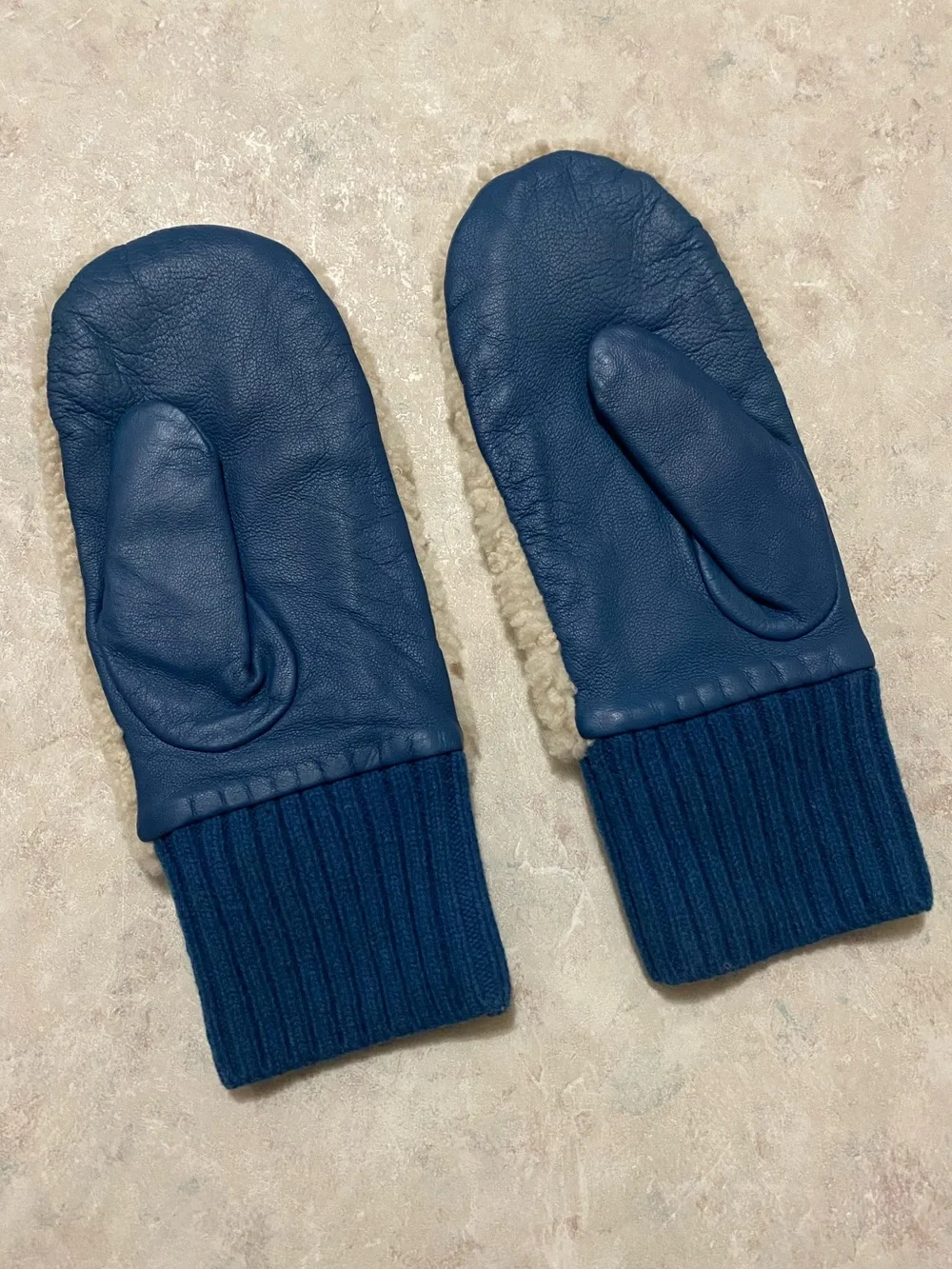 Coach fluffy shearling fur and leather mittens